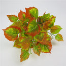 2Pcs Plastic Foliage Artificial Red Maple Leaves Grass Bush Home Party Decor