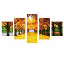 1 Set of 5PCS Canvas Modern Home Bedroom Office Wall Decor Wall Art Painting Picture Gold Trees Print Pattern Charms