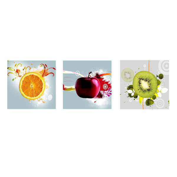 1 Set of 3PCS Canvas Modern Home Bedroom Office Wall Decor Wall Art Painting Picture Fruits Print Pattern Charms 20x20cm