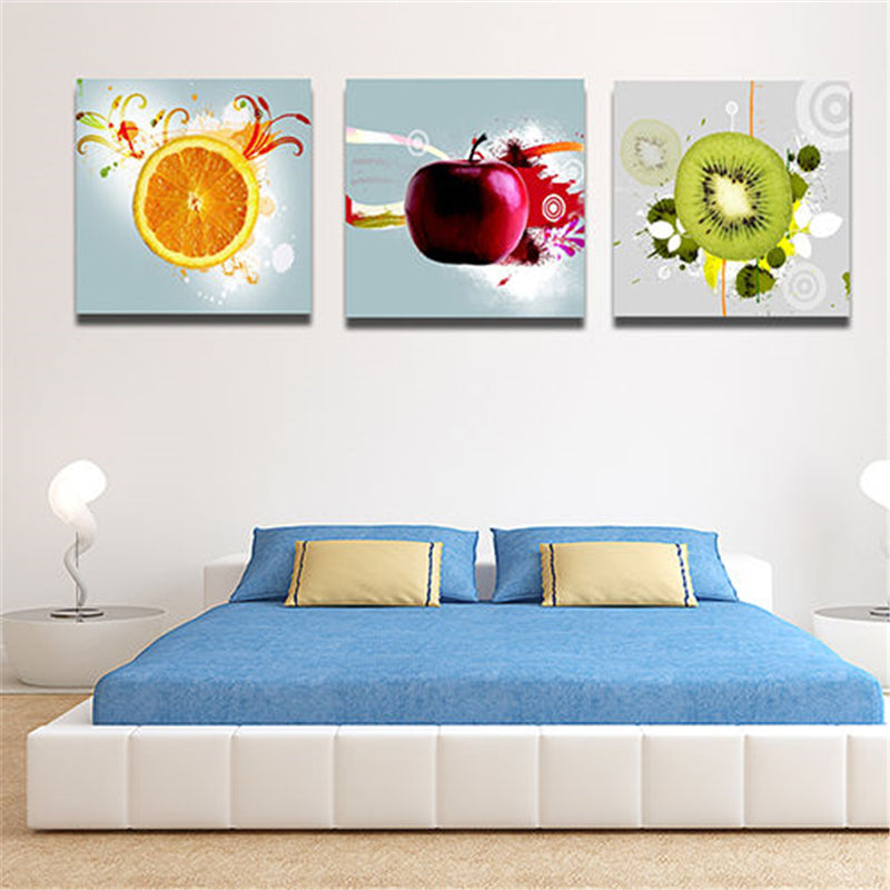 1 Set of 3PCS Canvas Modern Home Bedroom Office Wall Decor Wall Art Painting Picture Fruits Print Pattern Charms 40cm*40cm