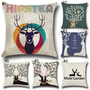 Cotton Linen Reindeer Print Pillow Case Cushion Cover Home Christmas Bed Decor