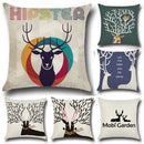 Cotton Linen Reindeer Print Pillow Case Cushion Cover Home Christmas Bed Decor
