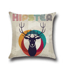 Cotton Linen Reindeer Print Pillow Case Cushion Cover Home Christmas Bed Decor