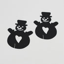 Pack of 50PCS Hollow-Out Design Christmas Snowman Glass Place Cards Table Mark Wine Cup Glass Decor Ornaments Black