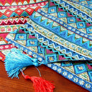 30*200cm Bohemian Table Runner Tassel Cotton Tablecloth Cover Home Cafe Bar Dining Table Tea Table Decor Mat -Blue
