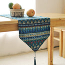 30*200cm Bohemian Table Runner Tassel Cotton Tablecloth Cover Home Cafe Bar Dining Table Tea Table Decor Mat -Blue