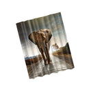 Bathroom Shower Sheer Waterproof Polyester Curtain Panel w/12 Hook Elephant
