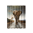 Bathroom Shower Sheer Waterproof Polyester Curtain Panel w/12 Hook Elephant