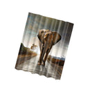 Bathroom Shower Sheer Waterproof Polyester Curtain Panel w/12 Hook Elephant
