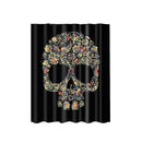 Waterproof Polyester Bathroom Shower Sheer Curtain Panel w/Hook Skull Head