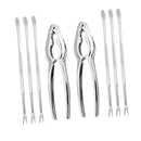 8Pcs Walnut Nutcracker Seafood Lobster Crab Sheller Nut Opener Fork Pick Set