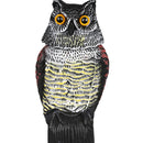 Realistic Owl Decoy Weed Pest Control Garden Bird Scarer Scarecrow w/ Rotating Head