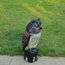 Realistic Owl Decoy Weed Pest Control Garden Bird Scarer Scarecrow w/ Rotating Head