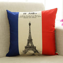 Fashionable Eiffel Tower Print Pattern Charms Cotton Linen Waist Throw Pillow Case Cushion Cover Decor for Home Bedroom Car Decor