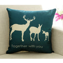 Fashionable Creative Deer Print Pattern Charms Cotton Linen Waist Throw Pillow Case Cushion Cover Decor for Home Bedroom Car Decor