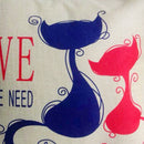 Fashionable Love Print Pattern Charms Cotton Linen Waist Throw Pillow Case Cushion Cover Decor for Home Bedroom Car Decor