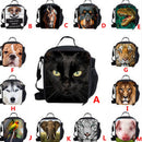 Portable Insulated Thermal Cooler Cute Black Cat Animal Design Lunch Box Office School Carry Tote Picnic Case Storage Bag