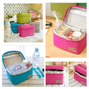 Easy Carry Convenient Use Outdoor Toiletry Bag Portable Tote Thermal Insulated Picnic Lunch Box Cosmetic Holder Bag Blue