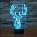 3D Illuminated ELK Illusion Night Light Acrylic LED Lamp 7 Color Changing