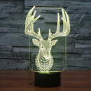 3D Illuminated ELK Illusion Night Light Acrylic LED Lamp 7 Color Changing