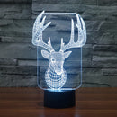 3D Illuminated ELK Illusion Night Light Acrylic LED Lamp 7 Color Changing