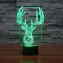 3D Illuminated ELK Illusion Night Light Acrylic LED Lamp 7 Color Changing