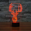 3D Illuminated ELK Illusion Night Light Acrylic LED Lamp 7 Color Changing