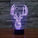3D Illuminated ELK Illusion Night Light Acrylic LED Lamp 7 Color Changing