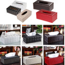 PU Leather Tissue Box Cover Pumping Paper Napkin Holder Box Black