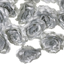 20Pcs Artificial Rose Silk Flower Heads Party Wedding Decor Craft DIY Silver