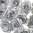 20Pcs Artificial Rose Silk Flower Heads Party Wedding Decor Craft DIY Silver