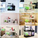 Mini USB Desktop Aquarium LCD Display Fish Tank Clock LED Lamp Light White