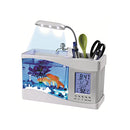 Mini USB Desktop Aquarium LCD Display Fish Tank Clock LED Lamp Light White