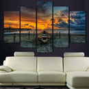 5 Panels Beach Boat Canvas Print Wall Art Painting Picture Home Hall Decor