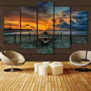 5 Panels Beach Boat Canvas Print Wall Art Painting Picture Home Hall Decor