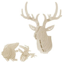 3D Wood Puzzle Model Elk Deer Head Sculpture Ornament Wall Art Decor White