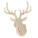 3D Wood Puzzle Model Elk Deer Head Sculpture Ornament Wall Art Decor White