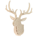 3D Wood Puzzle Model Elk Deer Head Sculpture Ornament Wall Art Decor White