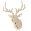 3D Wood Puzzle Model Elk Deer Head Sculpture Ornament Wall Art Decor White