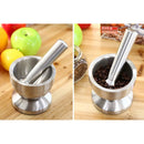Stainless Steel Mortar & Pestle Set Garlic Spice Tool Herb Medicine Pill Mill Grinder Bowl