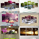 Abstract Oil Painting Canvas Printed Painting Picture for Home Office Wall Decor Set of 5 TREE at LAKE
