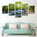 Join-Together Canvas Painting Modern Picture Home Office Decor Set of 5 GREEN TREE