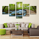 Join-Together Canvas Painting Modern Picture Home Office Decor Set of 5 GREEN TREE