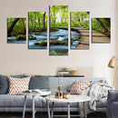 Join-Together Canvas Painting Modern Picture Home Office Decor Set of 5 GREEN TREE
