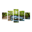 Join-Together Canvas Painting Modern Picture Home Office Decor Set of 5 GREEN TREE