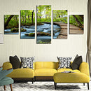 Join-Together Canvas Painting Modern Picture Home Office Decor Set of 5 GREEN TREE