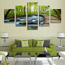 Join-Together Canvas Painting Modern Picture Home Office Decor Set of 5 GREEN TREE