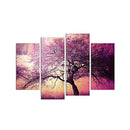 Set of 4 Join-Together PURPLE TREE Oil Canvas Painting Modern Art Picturee Office Home Wall Decor