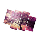 Set of 4 Join-Together PURPLE TREE Oil Canvas Painting Modern Art Picturee Office Home Wall Decor