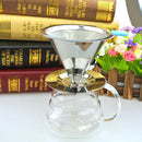 Stainless Mesh Coffee Filter Cup Cone Pour Over Drip Dripper Holder